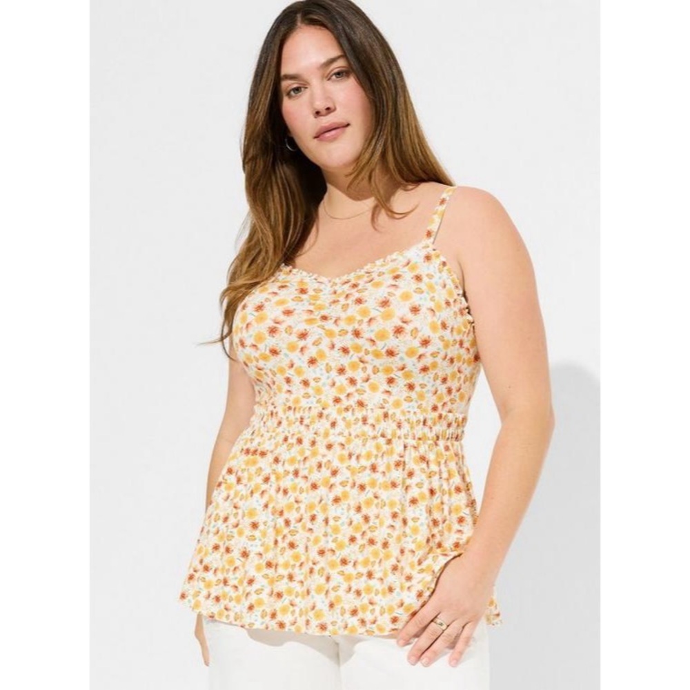 Floral Print Smocked Peplum Top